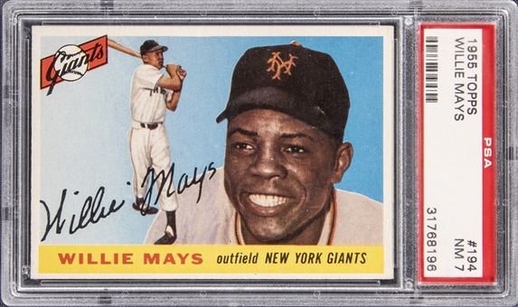 1955 Topps Baseball #194 Willie Mays - PSA NM 7